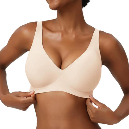 Jelly Wireless Bras for Women No Underwire Deep V Push up Seamless Bras Comfortable Tshirt Bralettes Everyday Bras