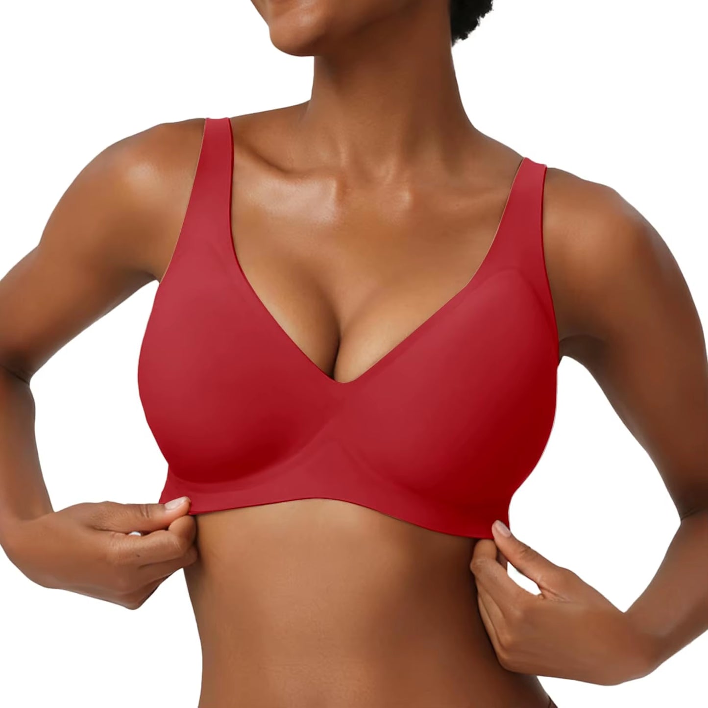 Jelly Wireless Bras for Women No Underwire Deep V Push up Seamless Bras Comfortable Tshirt Bralettes Everyday Bras