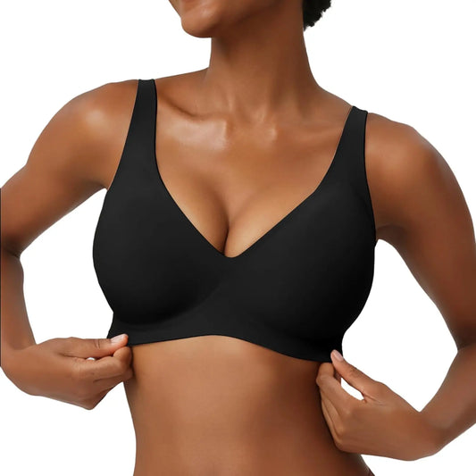 Jelly Wireless Bras for Women No Underwire Deep V Push up Seamless Bras Comfortable Tshirt Bralettes Everyday Bras