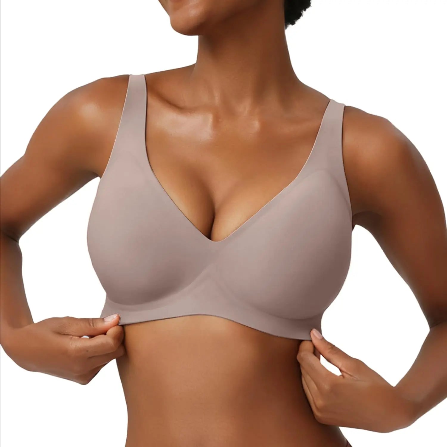Jelly Wireless Bras for Women No Underwire Deep V Push up Seamless Bras Comfortable Tshirt Bralettes Everyday Bras