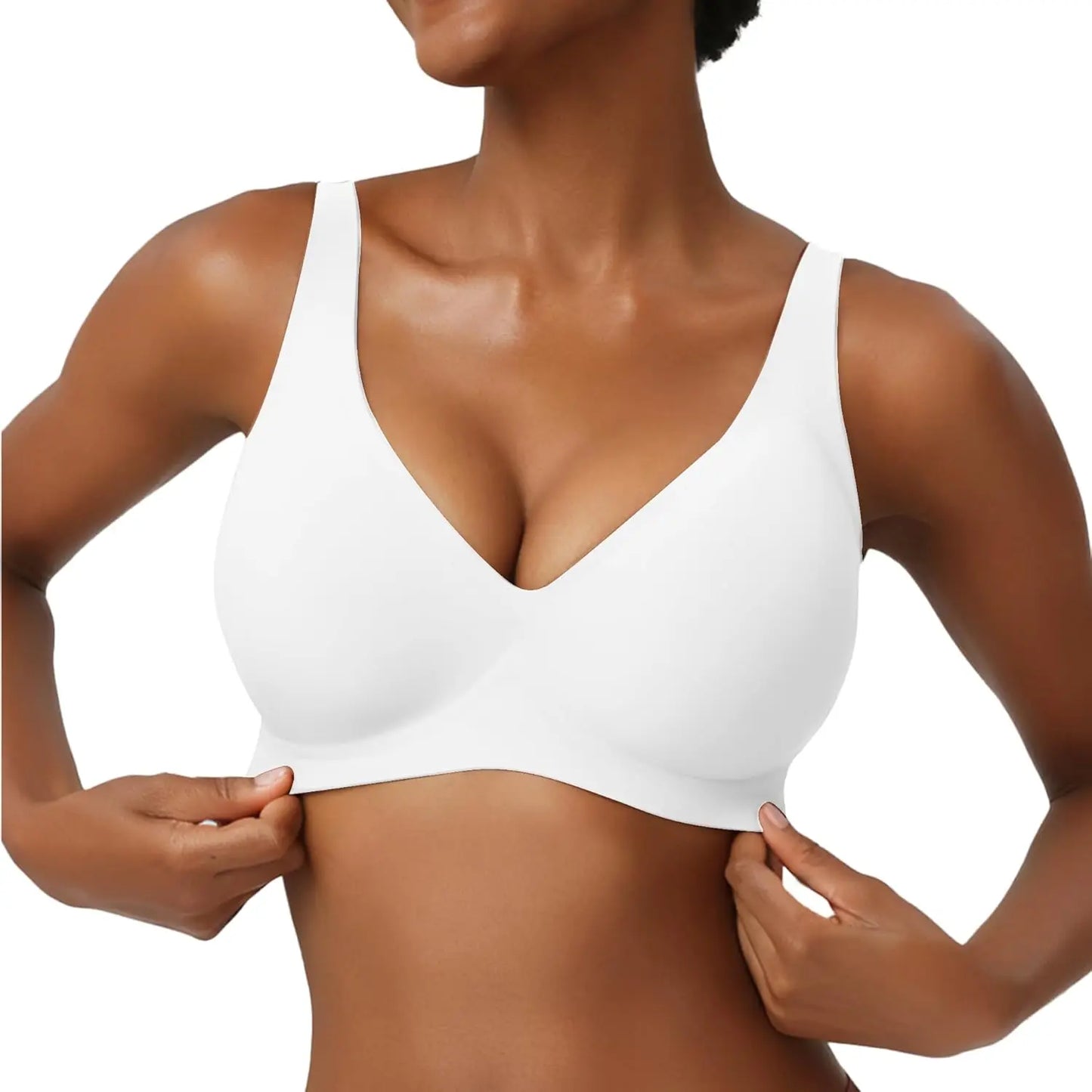 Jelly Wireless Bras for Women No Underwire Deep V Push up Seamless Bras Comfortable Tshirt Bralettes Everyday Bras