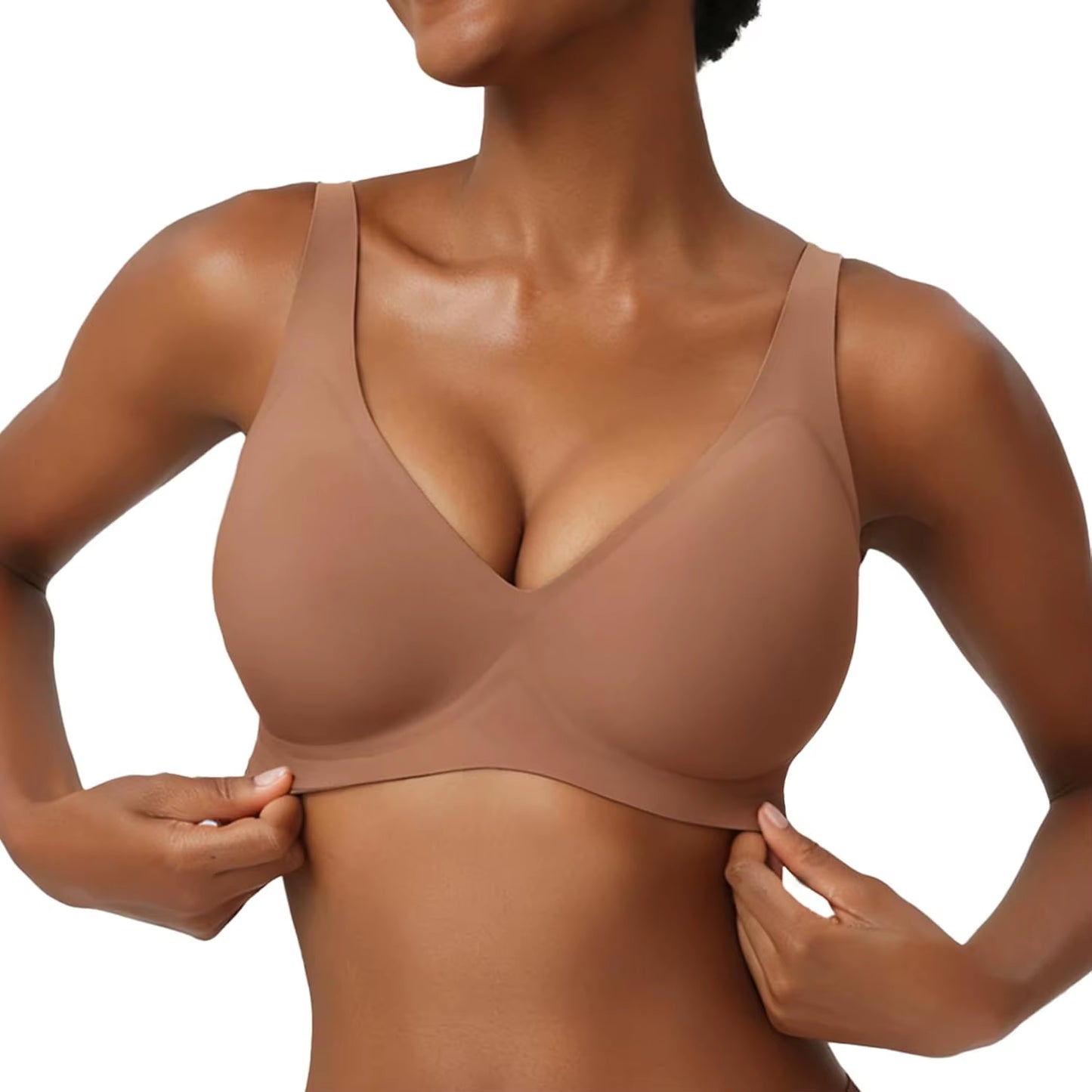 Jelly Wireless Bras for Women No Underwire Deep V Push up Seamless Bras Comfortable Tshirt Bralettes Everyday Bras